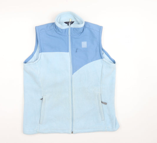 Back view of Lands' End Teens Blue, size 10, Fleece Gilet Waistcoat Full Zip Pockets