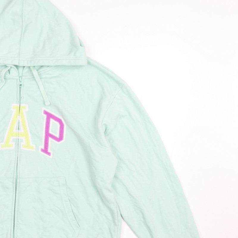 Gap Women’s Mint Green L Full Zip Hooded Logo Hoodie Cotton Blend