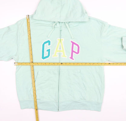 Gap Women’s Mint Green L Full Zip Hooded Logo Hoodie Cotton Blend