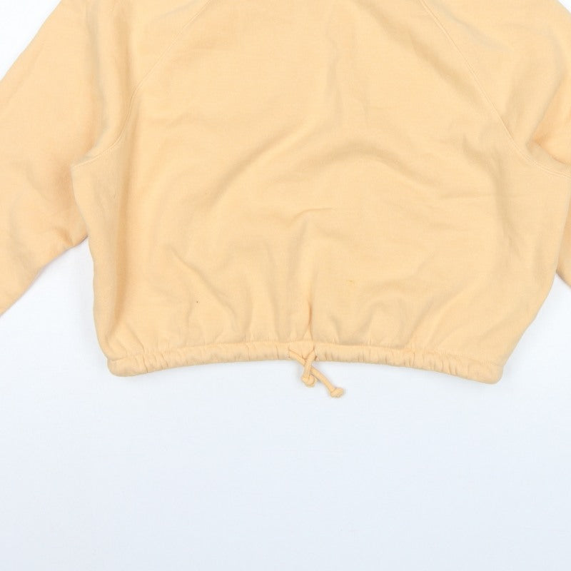 H&M Women Yellow S Cropped Drawstring Hem Raglan Sweatshirt