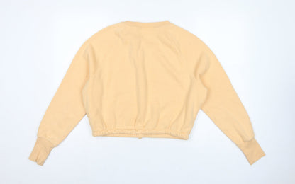 H&M Women Yellow S Cropped Drawstring Hem Raglan Sweatshirt