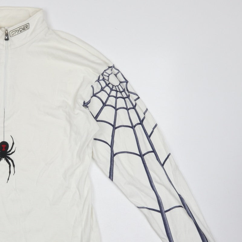 Spyder Men’s White M 1/4 Zip Spider Graphic Ski Sweatshirt Pullover