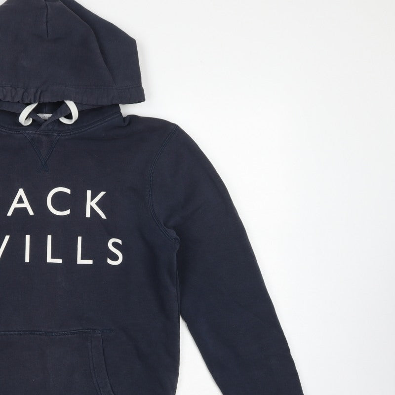 Jack Wills Men’s Blue XS Pullover Logo Hoodie Hooded Cotton Blend