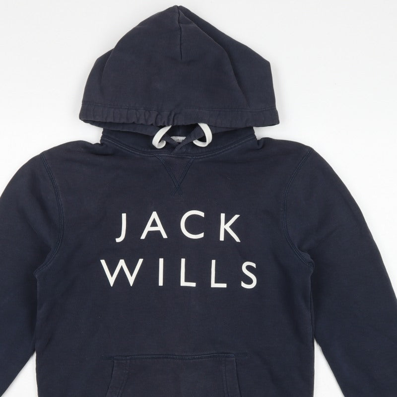 Jack Wills Men’s Blue XS Pullover Logo Hoodie Hooded Cotton Blend