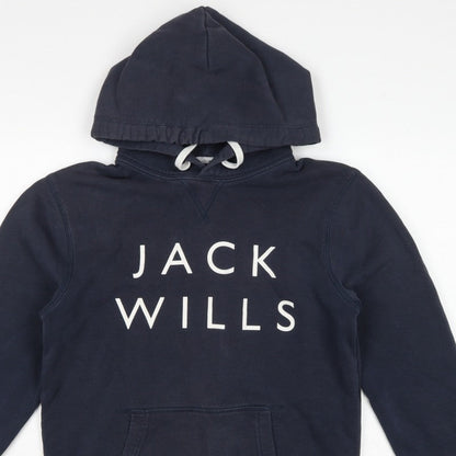 Jack Wills Men’s Blue XS Pullover Logo Hoodie Hooded Cotton Blend