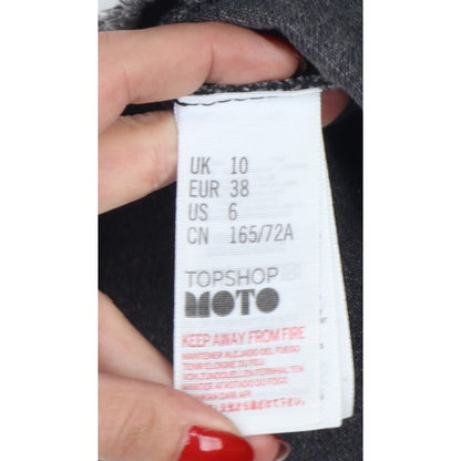 Topshop MOTO Women Black UK 10 Mini A-Line Denim Skirt Raw Hem
