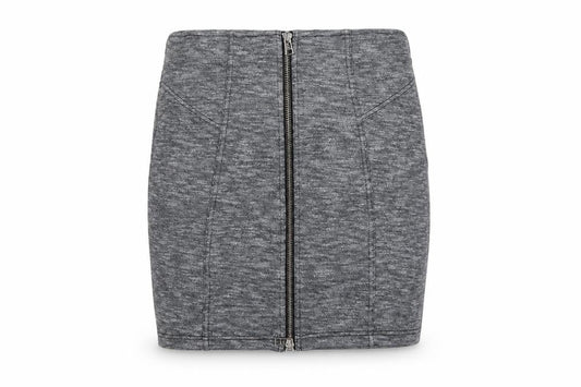 Topshop Women Grey UK 10 Mini Pencil Skirt Front Zip Stretch