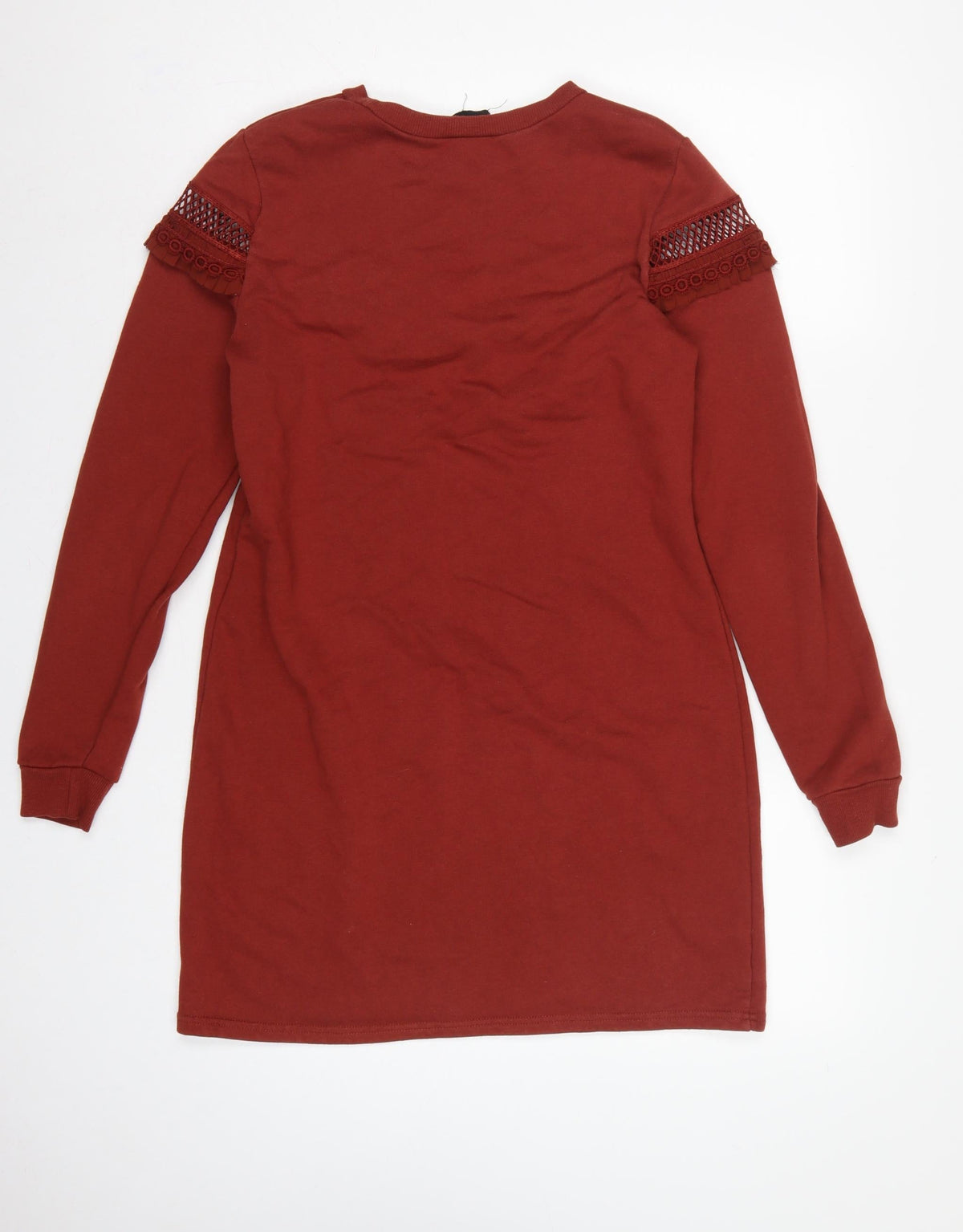 New Look Women Red UK 12 Jumper Dress Crochet Trim Long Sleeve