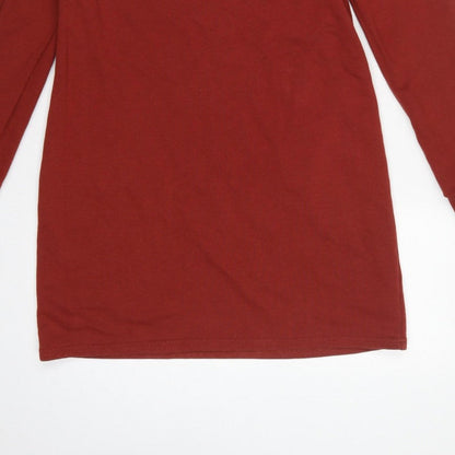 New Look Women Red UK 12 Jumper Dress Crochet Trim Long Sleeve