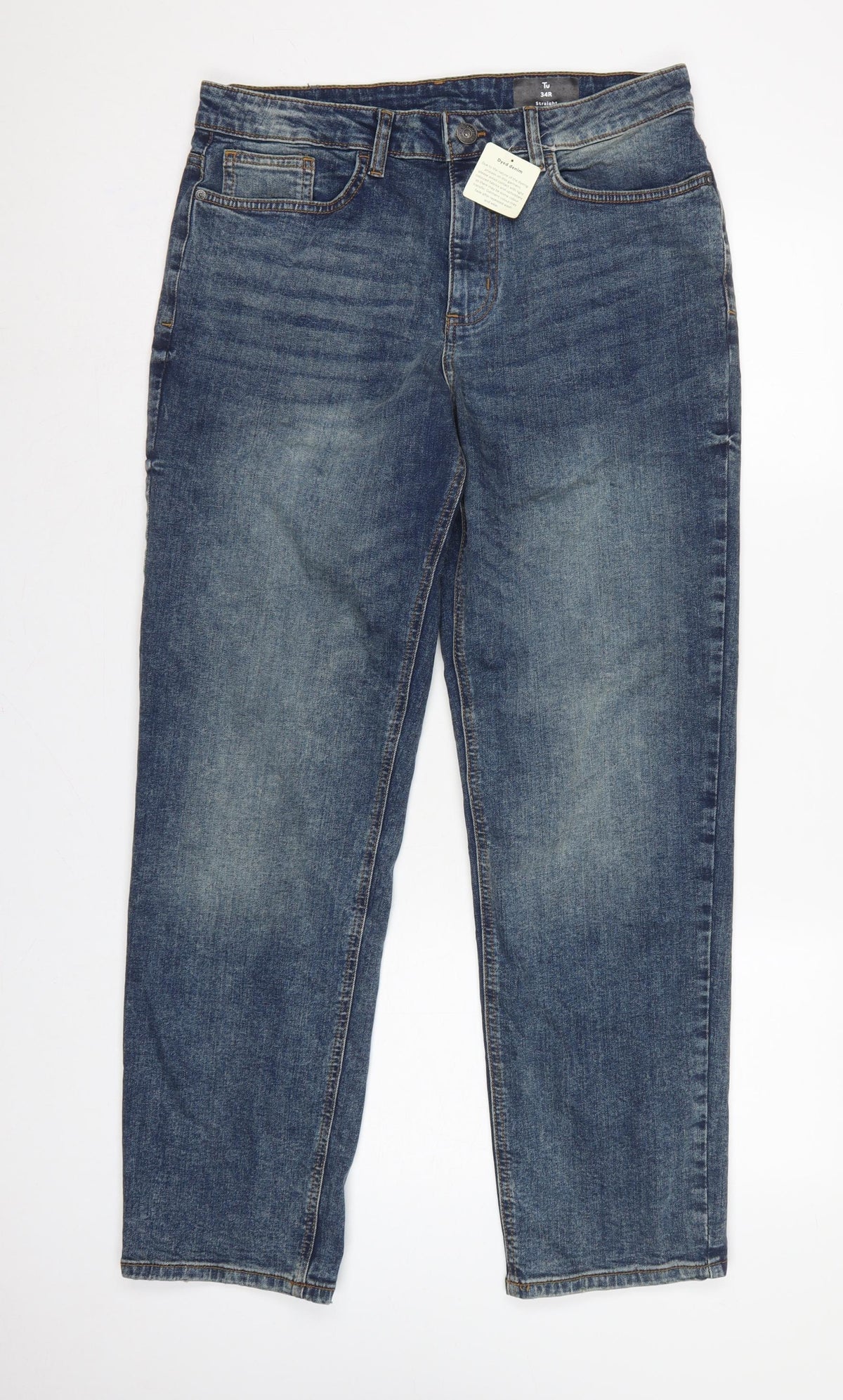 Tu Men’s Blue 34 Straight Fit Stretch Denim Jeans 5 Pocket