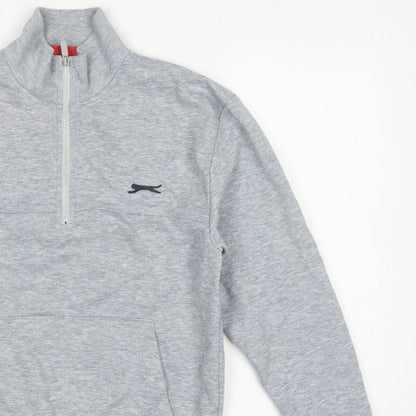 Slazenger Men’s Grey S 1/4 Zip High Neck Pocket Sweatshirt