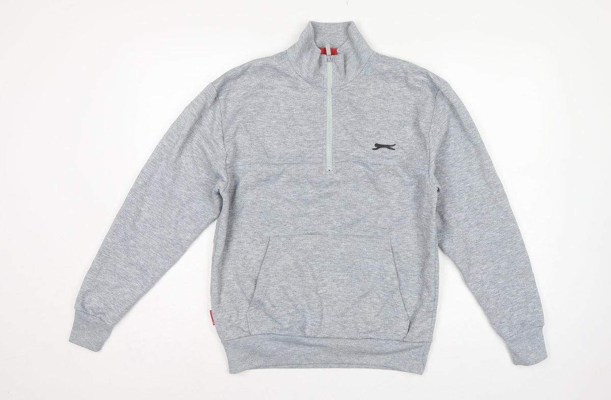 Slazenger Men’s Grey S 1/4 Zip High Neck Pocket Sweatshirt