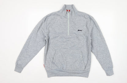 Slazenger Men’s Grey S 1/4 Zip High Neck Pocket Sweatshirt