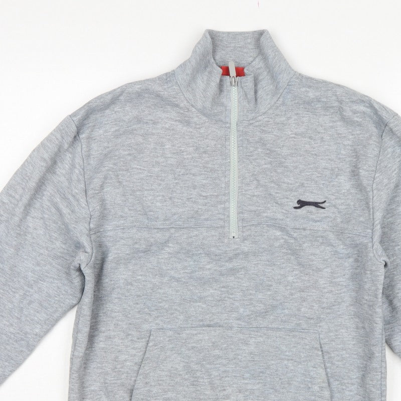 Slazenger Men’s Grey S 1/4 Zip High Neck Pocket Sweatshirt