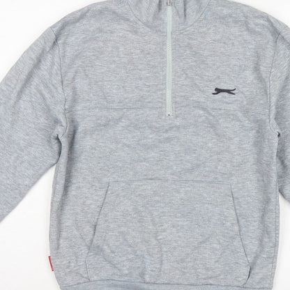 Slazenger Men’s Grey S 1/4 Zip High Neck Pocket Sweatshirt