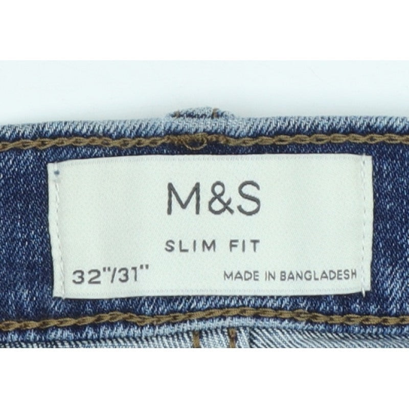 Marks and Spencer Men’s Blue 32/31 Slim Fit Tapered Jeans