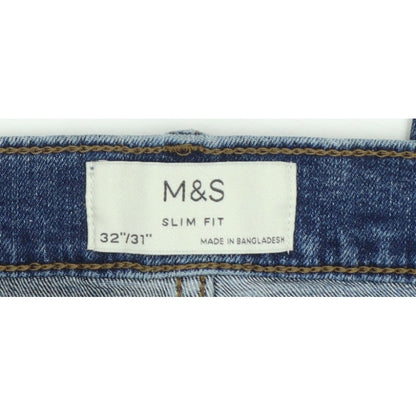 Marks and Spencer Men’s Blue 32/31 Slim Fit Tapered Jeans
