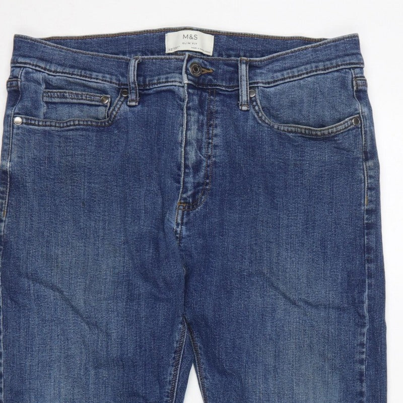 Marks and Spencer Men’s Blue 32/31 Slim Fit Tapered Jeans