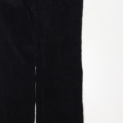Mango Women Black UK 14 Cotton Corduroy Zip Front Jumpsuit