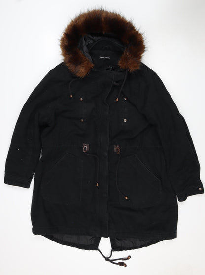 Capsule Women’s Black UK 20 Faux Fur Trim Hooded Parka Jacket