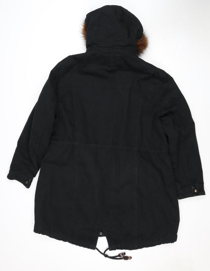 Capsule Women’s Black UK 20 Faux Fur Trim Hooded Parka Jacket