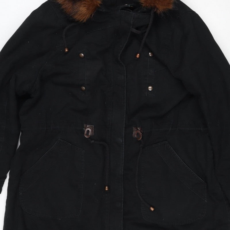 Capsule Women’s Black UK 20 Faux Fur Trim Hooded Parka Jacket