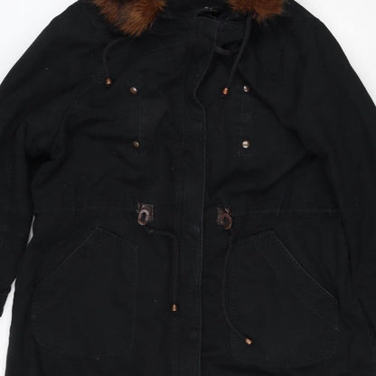 Capsule Women’s Black UK 20 Faux Fur Trim Hooded Parka Jacket