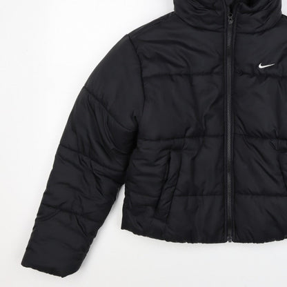 Nike Women Black XS Therma-FIT Hooded Puffer Jacket Quilted Insulated
