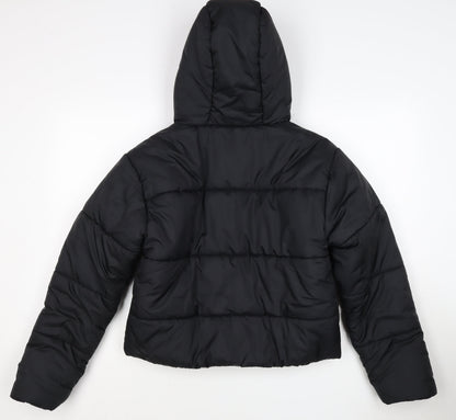 Nike Women Black XS Therma-FIT Hooded Puffer Jacket Quilted Insulated
