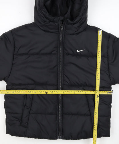 Nike Women Black XS Therma-FIT Hooded Puffer Jacket Quilted Insulated