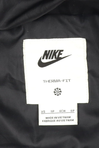 Nike Women Black XS Therma-FIT Hooded Puffer Jacket Quilted Insulated