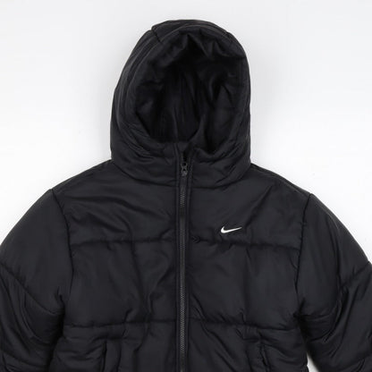 Nike Women Black XS Therma-FIT Hooded Puffer Jacket Quilted Insulated