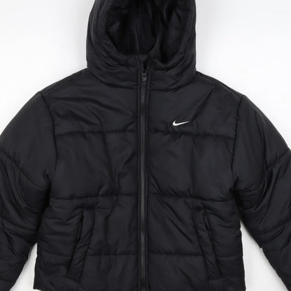 Nike Women Black XS Therma-FIT Hooded Puffer Jacket Quilted Insulated