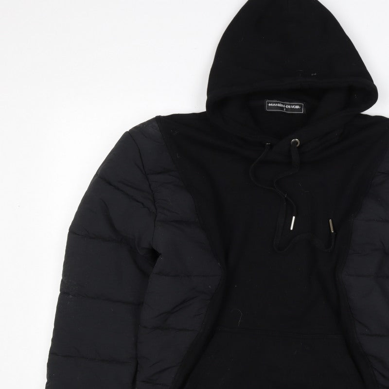 Maniere De Voir Men’s Black S Hooded Quilted Puffer Jacket