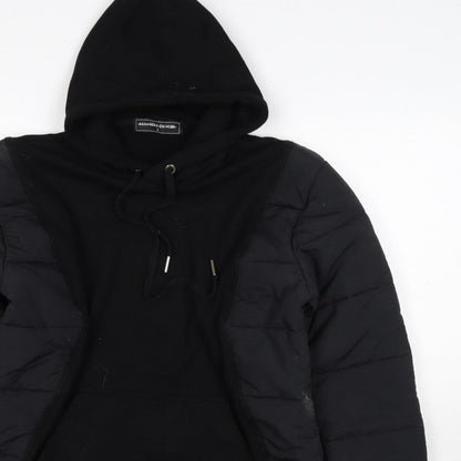 Maniere De Voir Men’s Black S Hooded Quilted Puffer Jacket