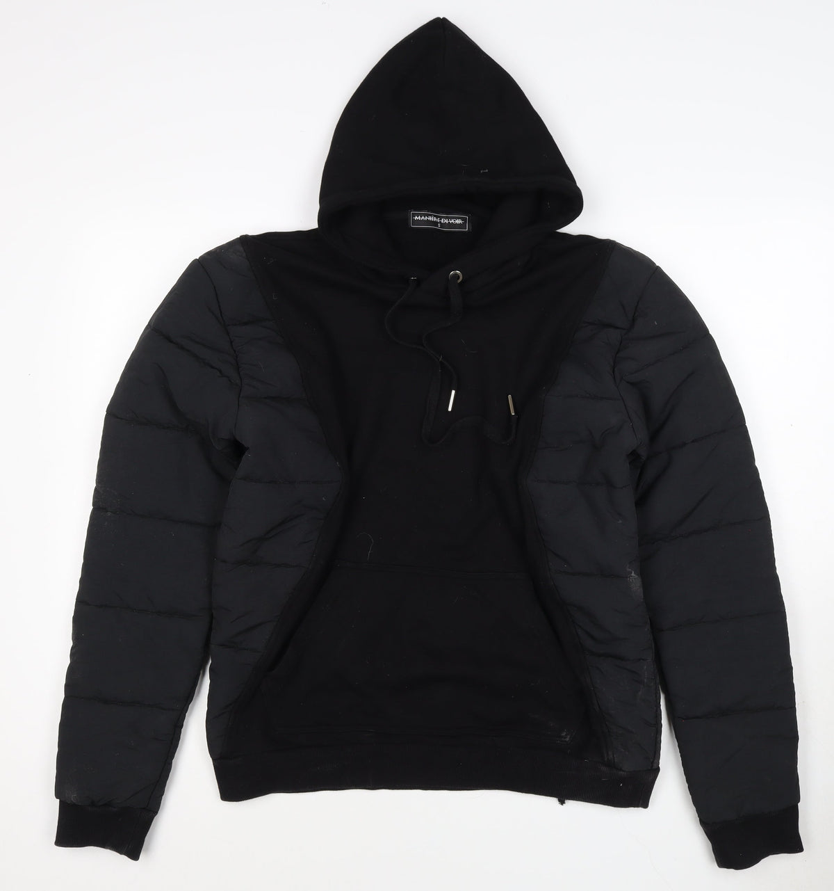 Maniere De Voir Men’s Black S Hooded Quilted Puffer Jacket