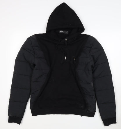 Maniere De Voir Men’s Black S Hooded Quilted Puffer Jacket