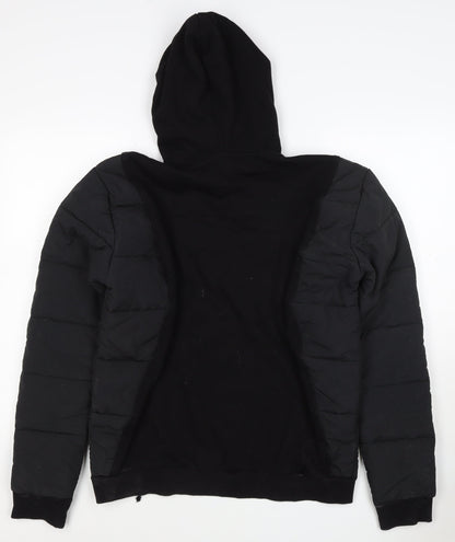 Maniere De Voir Men’s Black S Hooded Quilted Puffer Jacket