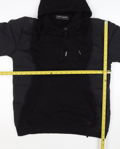 Maniere De Voir Men’s Black S Hooded Quilted Puffer Jacket