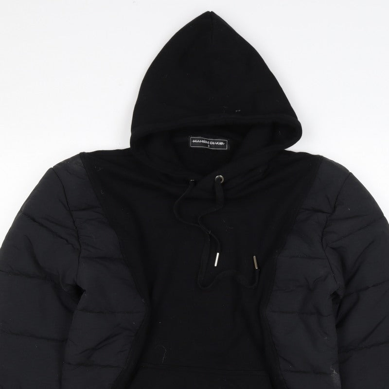 Maniere De Voir Men’s Black S Hooded Quilted Puffer Jacket