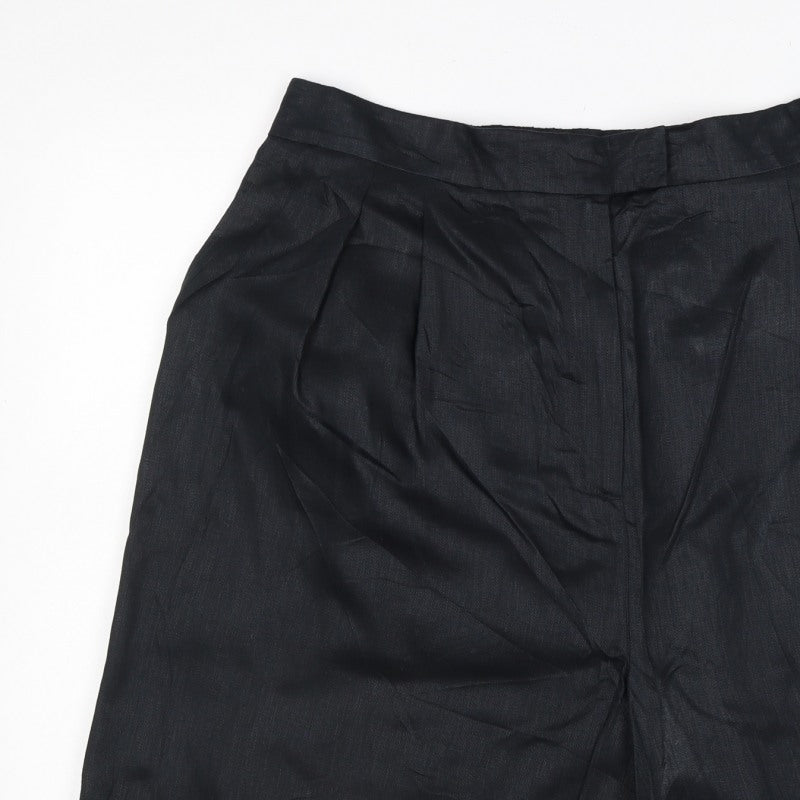 Jaeger Women’s Black Linen Bermuda Shorts UK 18 Flat Front