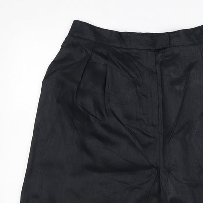 Jaeger Women’s Black Linen Bermuda Shorts UK 18 Flat Front
