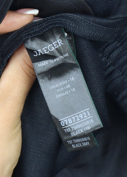 Jaeger Women’s Black Linen Bermuda Shorts UK 18 Flat Front