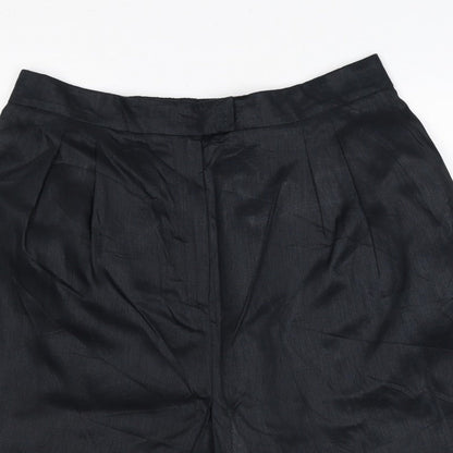 Jaeger Women’s Black Linen Bermuda Shorts UK 18 Flat Front