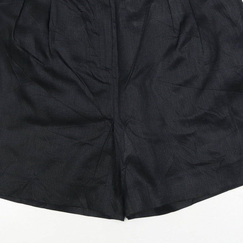Jaeger Women’s Black Linen Bermuda Shorts UK 18 Flat Front