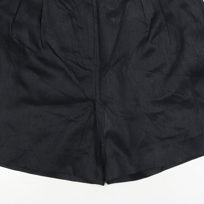 Jaeger Women’s Black Linen Bermuda Shorts UK 18 Flat Front