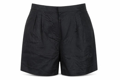 Jaeger Women’s Black Linen Bermuda Shorts UK 18 Flat Front