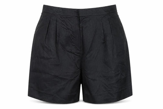 Jaeger Women’s Black Linen Bermuda Shorts UK 18 Flat Front