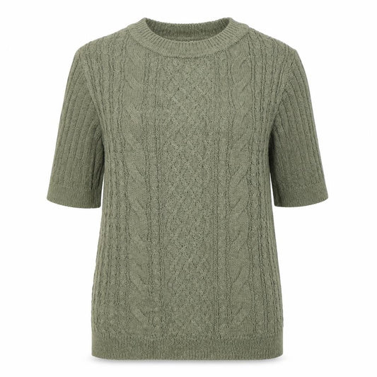 Per Una Women's Green UK 10 Cable-Knit Tunic Jumper 3/4 Sleeve