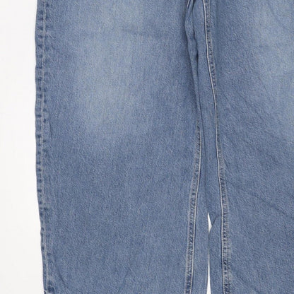 M&S Women’s Blue Wide Leg Drawstring Denim Jeans UK 14 Short